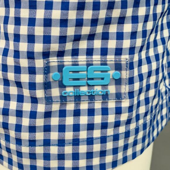 ES COLLECTION Size 34 Blue White Gingham Polyamide Blend Swim Trunks - Picture 2 of 4